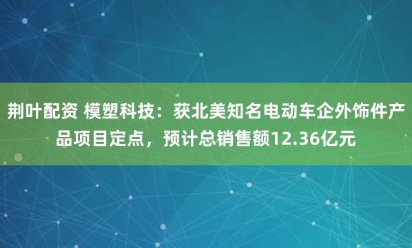 荆叶配资 模塑科技:获北美知名电动车企外饰件产品项目定点,预计总销售额12.36亿元