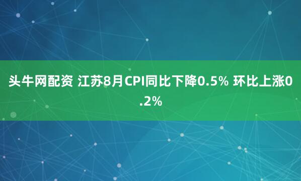 头牛网配资 江苏8月CPI同比下降0.5% 环比上涨0.2%
